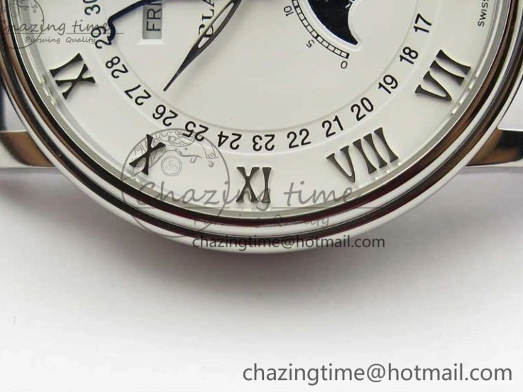 0128 MultiPurpose Villeret 6654 SS Complicated Function OMF 1:1 Best Edition White Dial on Black Leather Strap A6654 V 7901